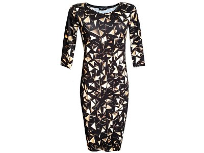 Elegantní černé šaty s tiskem - vel.40